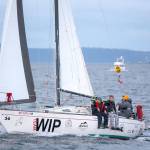 Team WIP sails in the Race to Alaska on Monday morning. (Jesse Major/Peninsula Daily News)