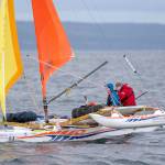 Team Holopuni makes its way to Victoria Monday morning during the first leg of the Race to Alaska. (Jesse Major/Peninsula Daily News)