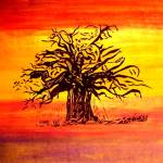 Sallie Radocks Sunset Baobab will be among work on exhibit this weekend at Harbor Art Gallery for Second Saturday Art Walk.