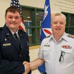 1st Lt. Darren Fitzgerald, left, relieves Maj. Mark Swanson, CAP, of command of the Dungeness Composite Squadron of the Civil Air Patrol in late May. Submitted photo
