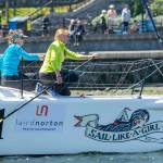 Team Sail Like A girl, which won the Race to Alska last year, makes its way through Victorias Inner Harbour on Thursday. (Jesse Major/Peninsula Daily News)