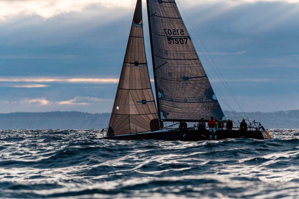 Team Angry Beaver sails toward Ketchikan, Alaska. The team won the 750-mile Race to Alaska on Monday. (Drew Malcolm)