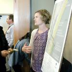 Anna Spooner, a senior landscape architect from Anchor QEA of Seattle, discusses the preliminary preferred alternative for the Fort Worden State Park area that encompasses the pier, boat launch and Port Townsend Marine Science Center. The $10.4 million plan will be submitted to the state Office of Financial Management for consideration in future legislative budget cycles. (Brian McLean/Peninsula Daily News)