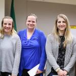 Pictured, from left, are: Patty Glennon, OMC Auxiliary scholarship committee chair; scholarship committee member Sandy Hutter, scholarship awardees Kylie Rentas, Naomi Johnson, Michelle Keys, and Sondra Pedlar; OMC Auxiliary president Leif Olson, Auxiliary president, and scholarship committee member Gayle Long. Not pictured: Julie Sexton. Photo courtesy of Olympic Medical Center