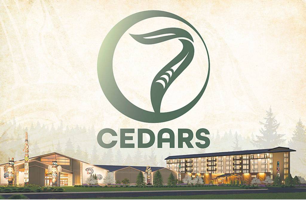 7 Cedars Resort Properties officials unveiled a resort-wide rebrand  pictured here with an architectural rendering of the under-construction 7 Cedars Hotel in Blyn. (7 Cedars Resort Properties)