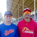 <strong>Pierre LaBossiere</strong>/Peninsula Daily News                                Jonny Chavez, left and A.C. Chavez arent related and never met before joining the Port Angeles Lefties. Theyre both pitchers for the Lefties with a combined 32 strikeouts in 28 innings.