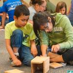 The North Olympic Library System offers two upcoming Build a Birdhouse events events: today in Port Angeles and July 16 in Sequim. Here, participants work on a birdhouse at similar event in 2017. (North Olympic Library System)