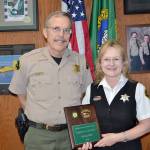 Sheriff Bill Benedict with 2018 Employee of the Year Sylvia Orth.