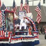 Vietnam veteran Paul Hampton of Forks was chosen as the veteran to ride on the Forks Old Fashioned 4th of July float in Thursdays parade. His wife, Elsie, accompanied him. (Lonnie Archibald/for Peninsula Daily News)