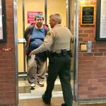 Eric Stacey Greene is led to the Clallam County jail after pleading guilty to child rape. (Paul Gottlieb/Peninsula Daily News)