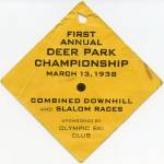 A sign for the Deer Park Ski Pass for a 1938 ski competition.