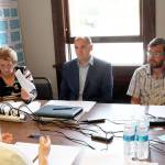 The Jefferson County Auditors Election Coordinator Quinn Grewell explains the process of a vote recount to the three Canvassing Board members at the certification meeting Tuesday afternoon. The board is made up of county Auditor Rose Ann Carroll, left, Deputy County Prosecuting Attorney Austin Watkins and county Legislation Authority Greg Brotherton. (Zach Jablonski/Peninsula Daily News
