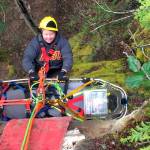 Firefighter/EMT Jessica Adams of Clallam 2 Fire Rescue conducts rope rescue training.