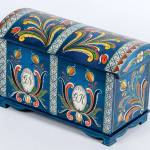 Susanna Baker of Port Ludlow won an honorable mention at the National Norwegian-American Folk Art Exhibition for this dome-topped chest painted in the Vest Agder style of rosemaling.