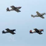 Four aircraft belonging to the Arlington-based Blackjack Squadron fly in formation above Sequim Valley Airport during Saturdays Air Affaire and Sequim Valley Fly-In. (Keith Thorpe/Peninsula Daily News)