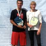 Port Angeles pickleball players Richard Reed, left, and Colleen Alger teamed to win the Age 50-plus Mixed Doubles 3.5 skill level title at the Bainbridge Island FoundersTournament.