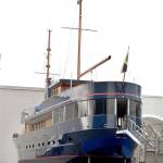 The Port Maria, Jamaica-flagged yacht Lady Bahi sits at the Platypus Marine boat yard in Port Angeles. (Keith Thorpe/Peninsula Daily News)