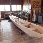 A 23-foot long Shinano River boat that was built over the course of a five-day workshop at the Port Townsend Maritime Center will have its official launch at the Wooden Boat Festival this weekend. (Zach Jablonski/Peninsula Daily News)