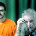 Shay C. Darrow, left, appears with attorney John Hayden by video link for a status hearing in Clallam County Superior Court on Friday. (Keith Thorpe/Peninsula Daily News)