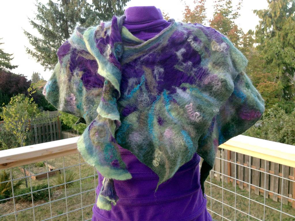 Fairies in a hurricane is one of the pieces of fiber art on display at Studio Bob this month.