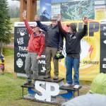 Steven Johnson of Port Angeles, center, won the Northwest Cup mens Cat 3 60-69 division championship, receiving his trophy at Stevens Pass on Sunday. Johnson won by taking first place in his final four races of the series.                                Steven Johnson of Port Angeles, center, won the Northwest Cup mens Cat 3 60-69 division championship, receiving his trophy at Stevens Pass on Sunday. Johnson won by taking first place in his final four races of the series.