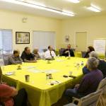 Quilcene residents, School Board members, teachers and other employees sit at a round-table discussion led by Quilcene Superintendent Frank Redmon. (Zach Jablonski/Peninsula Daily News)