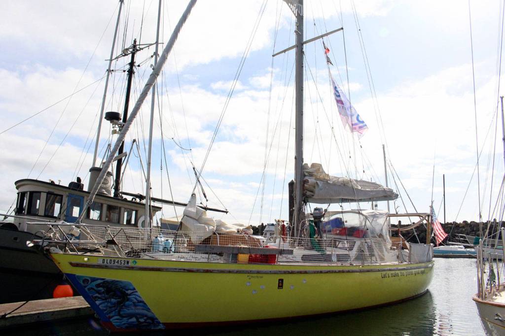 The Breskell docked at the Boat Haven Marina after sailing through the Northwest Passage on Thursday morning. (Zach Jablonski/Peninsula Daily News)