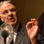 Mark Valentine narrates Orson Welles parts from the radio play War of the Worlds. Director Olivia Shea said the original play is recreated but with more audience interaction and emotion. (Matthew Nash/Olympic Peninsula News Group)