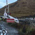A commuter airplane crashed near the airport in a small Alaska community on the Bering Sea on Thursday in Unalaska, Alaska. (Jim Paulin via AP)