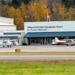 Aircraft sit outside the main terminal, now used by Rite Bros. Aviation, at William R. Fairchild International Airport in Port Angeles on Wednesday. (Keith Thorpe/Peninsula Daily News)