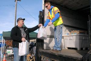 Lakeside Industries mans food drive in Port Angeles