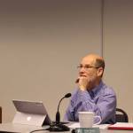 County Administrator Philip Morley discusses the expansion of the south Coyle no-shooting area with the Jefferson County commissioners Monday morning. (Zach Jablonski/Peninsula Daily News)