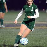 Port Angeles Bailee Larson makes her way down field during a playoff game against the Steilacoom Sentinels at Peninsula College Tuesday. (Jesse Major/Peninsula Daily News)