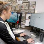 Clallam County Auditor Shoona Riggs examines a scanned ballot on a computer screen during Saturdays ballot count at the Clallam County Courthouse in Port Angeles. (Keith Thorpe/Peninsula Daily News)