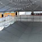 Ice begins to form after the rink was filled with water and the chillers activated. (Keith Thorpe/Peninsula Daily News)