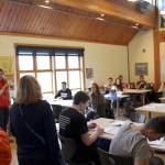 Instructor Kelley Watson speaks with West Sound Tech Director Shani Watkins during the Port Townsend Maritime Academy Skills Center class. (Zach Jablonski/Peninsula Daily News)
