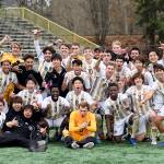 Photo courtesy Peninsula College                                The Peninsula College mens soccer team celebrates after winning its NWAC Championship semifinal 4-0 over Chemeketa on Saturday. The men will play for the title at 2 p.m. today.