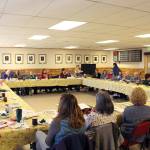 Approximately 40 members of the Brinnon-Quilcene Garden Club, grant recipients and guests gathered at the Quilcene Community Center, as the Garden Club handed out grant checks to 14 community organizations for a total of $5,800. (Zach Jablonski/Peninsula Daily News)