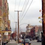 The upper most power lines along Water Street will be coming down starting after Jan. 1, as the Jefferson County Public Utility District works to finish its wire undergrounding project that was started in 2016. (Zach Jablonski/Peninsula Daily News)