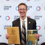 Rep. Derek Kilmer receives the Teddy Roosevelt Courage Award from Issue One.