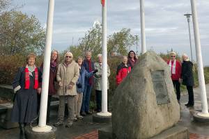 Flags lowered in ceremony at Valley Creek Estuary