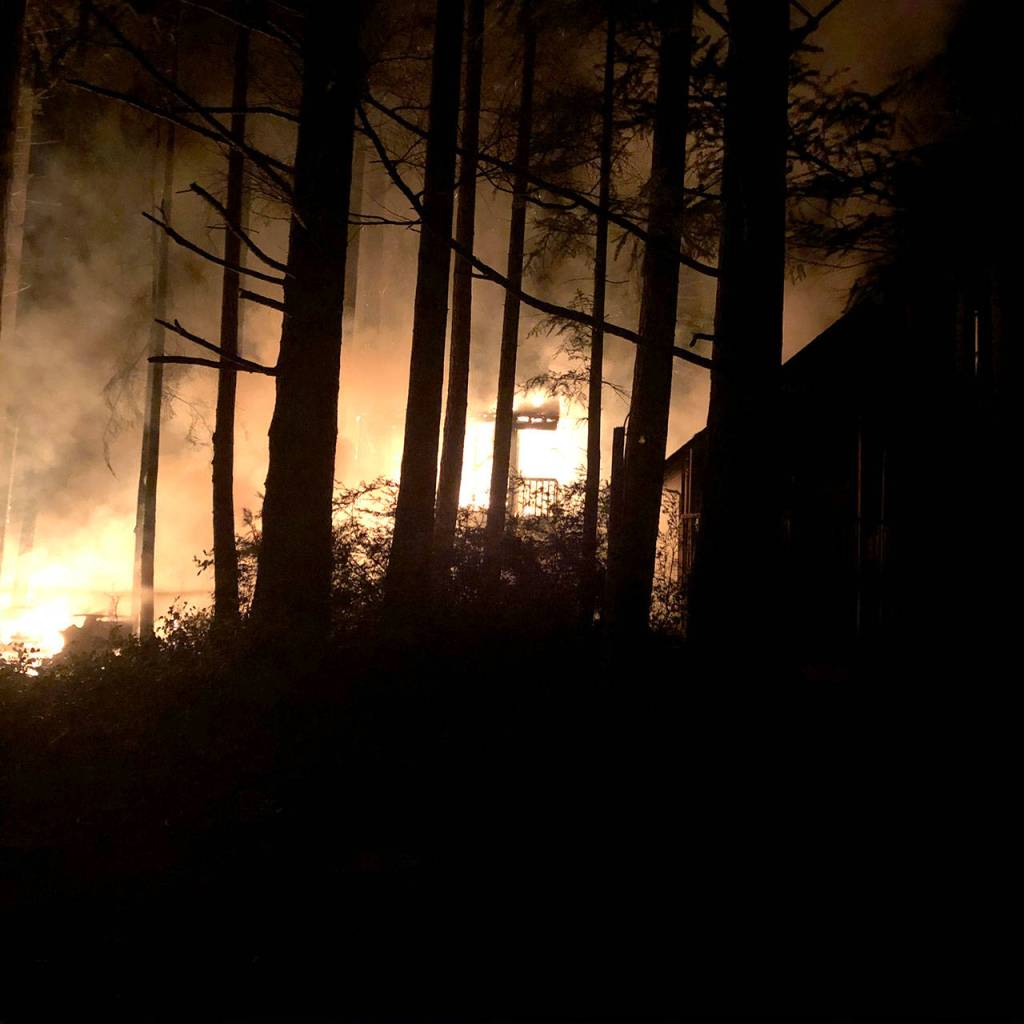 Firefighters work to put out a fire on Alder Street in Coyle on Monday night. (Jefferson County Sheriffs Office)