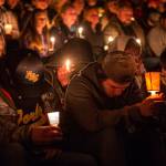 Hundreds gathered at Spartan Stadium in Forks to mourn Tristen Pisani on Thursday. (Jesse Major/Peninsula Daily News)