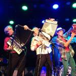 Christmas Jug Band members Paul Rogers, left, Austin de Lone and Tim Eschliman raise accordions and money in this weekends Holiday Hi-Jinx concerts. The shows in Chimacum and Port Townsend benefit the Jefferson County Winter Shelter. (Kathy Daniusis)