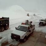 Olympic National Park crews scramble to clear the Hurricane Ridge Road on Saturday after a winter storm dropped more snow on the area, as pictured in this park webcam shot. The hope is that the Ridge, which was closed on Friday and Saturday, will be open for rope tow skiing today.