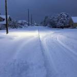Snow covers the roadway at Sixth and D streets in Port Angeles on Wednesday morning. (Mark Swanson)