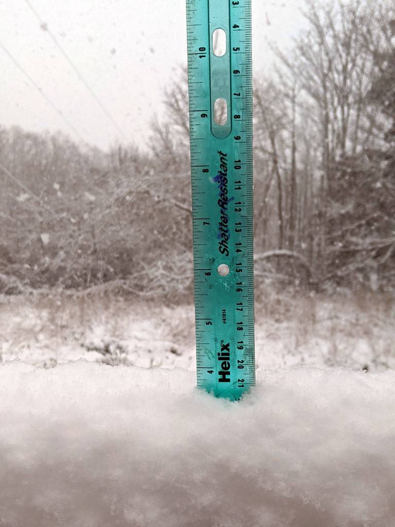 Roughly 2 to 3 inches of snow accumulated in the afternoon Wednesday in Discovery Bay, joining the 1 to 2 inches that already had blanketed the ground. (Zach Jablonski/Peninsula Daily News)