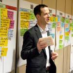 Port Townsend City Manager John Mauro facilitates a Monday afternoon discussion with City Council members and department managers as they work to plan out monthly tasks for 2020 during a day-long retreat at the Fort Worden commons. (Brian McLean/Peninsula Daily News)