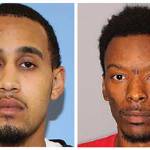 This combination of undated photos released by the Seattle Police Department shows Marquise Tolbert, left, and William Tolliver. The two men who investigators say were involved in a downtown Seattle shooting that killed one person and injured several others were arrested Saturday, the Seattle Police Department said. The Seattle Times and the Las Vegas Review-Journal report that Tolbert, 24, and Tolliver, 24, were booked into jail in Clark County, Nevada, according to jail records. (Seattle Police Department via The Associated Press)