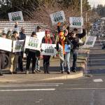 Port Angeles High School teachers rally in favor of the capital levy